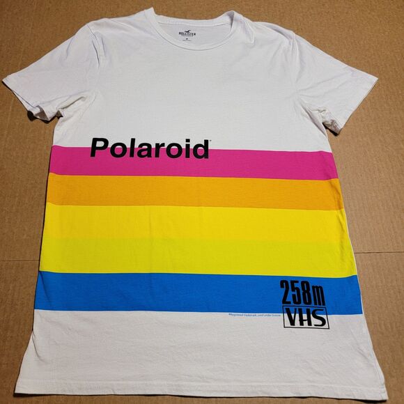Hollister Graphic SS Tee Polaroid 258m VHS White - Size Medium - Picture 1 of 4